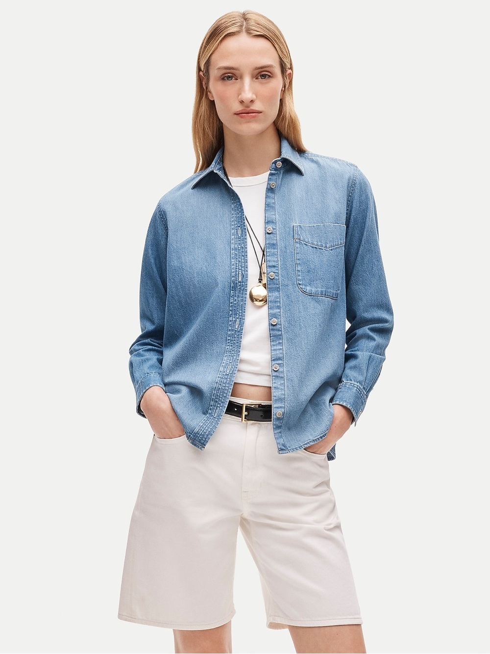 J. Crew Jules classic-fit button-up shirt in denim in Azurite Wash Size 8 NWT